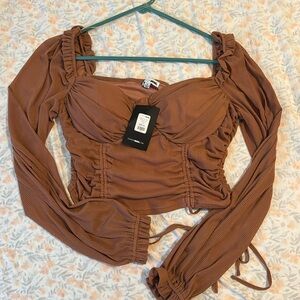 Ruffled crop top- dusty rose